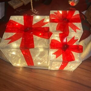 Festive Red and White Holiday Gift Boxes